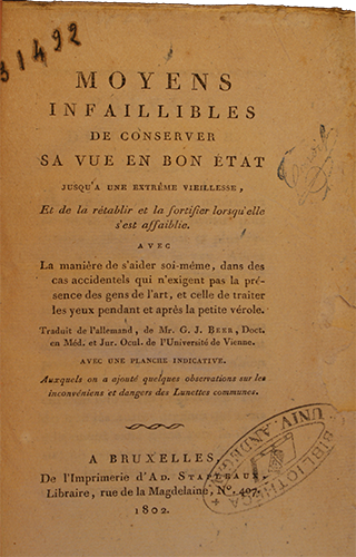 Moyens infaillibles de conserver sa vue en bon état jusqu'à une extrême vieillesse - Angers UCO 31492