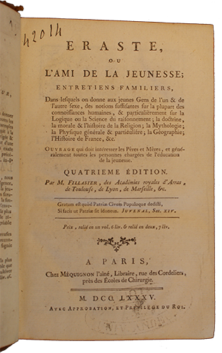 Eraste ou l'ami de la jeunesse - Angers UCO 42014 