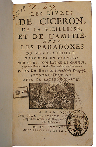 Les Livres de Cicéron de la Vieillesse et de l'Amitié - Angers UCO 55619
